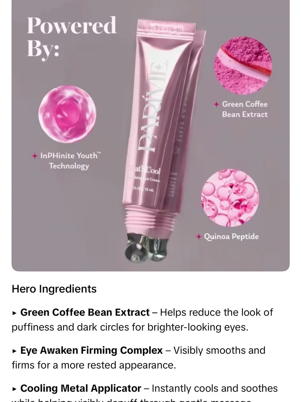 Parivie‎ That's Cool Quinoa Peptide Eye Cream + Quenched Mini